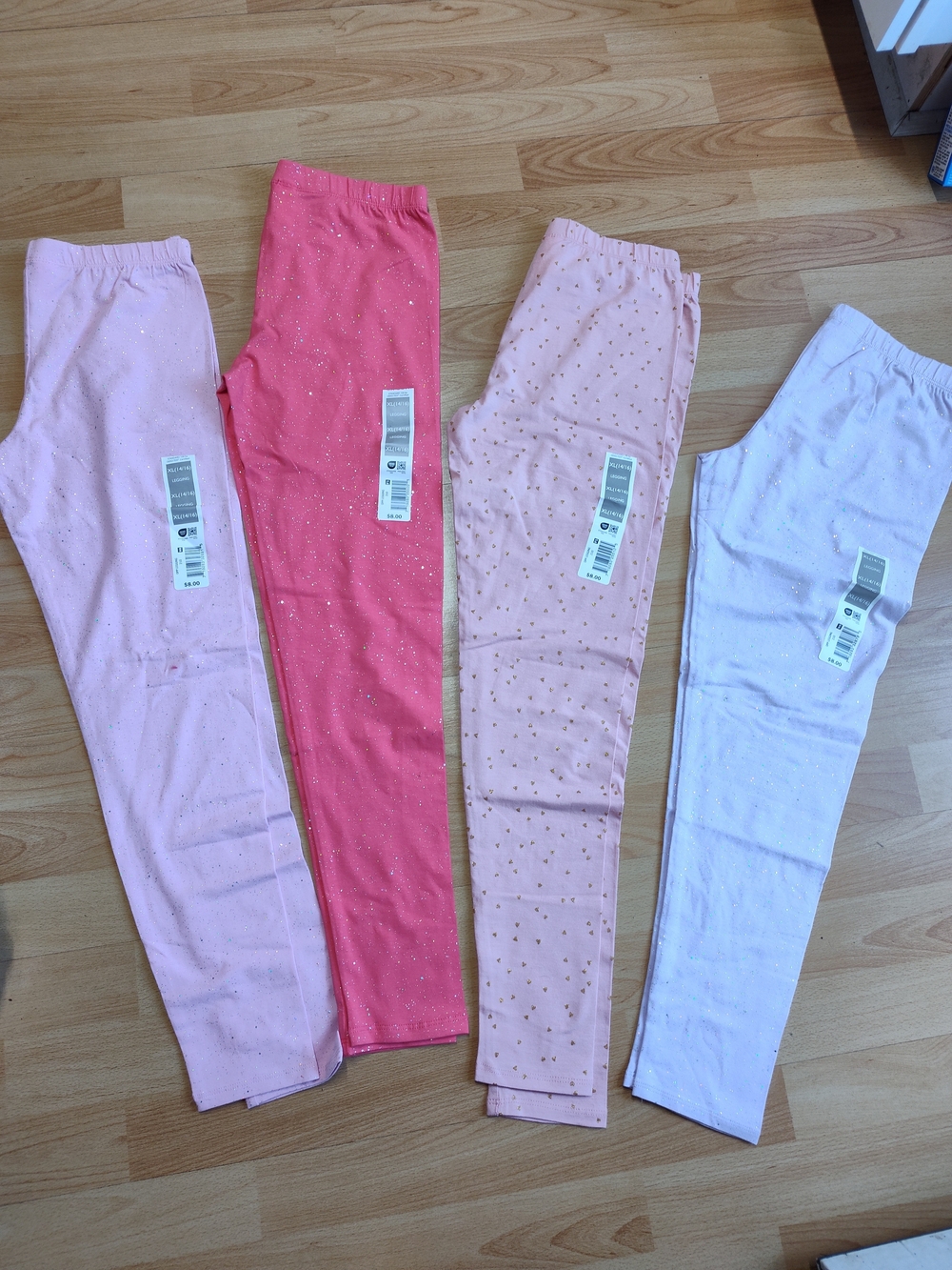 Girls XL (14/16) Glittery Accent Leggings - Pink Mix